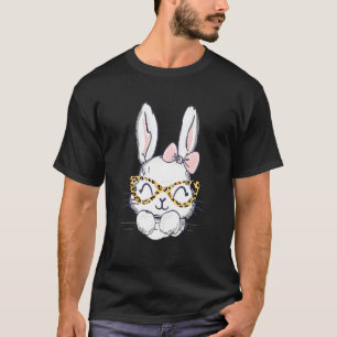 T-shirt Joli Bunny Face Joyeux Lunettes de léopard de Pâqu
