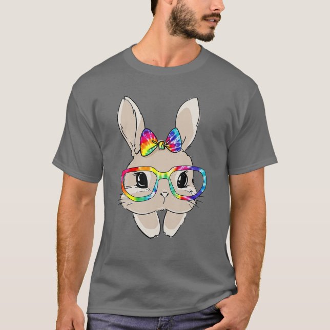 T-shirt Joli Bunny Face Tie Dye Lunettes Jour de Pâques En (Devant)