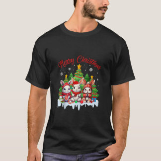 T-shirt Joli Bunny Santa Chapeau Joyeux sapin de Noël Plai