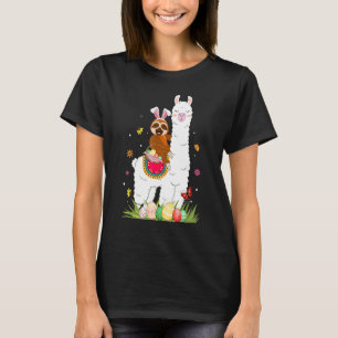 T-shirt Joli Bunny Sloth Riding Llama Oeufs Panier Happy E