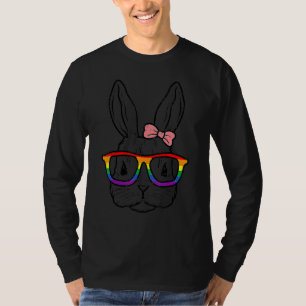 T-shirt Joli Bunny Visage Rainbow Verres Avec Lgbt Pride E
