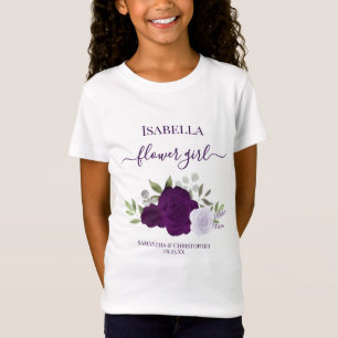 T-Shirt Joli Cadeau Fille Fleur Mariage Bohème Violet Rose