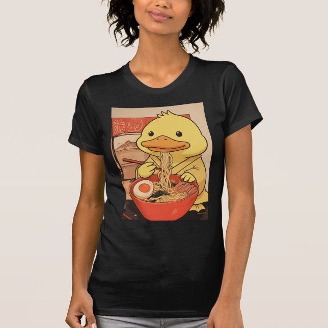 T-shirt Joli canard mangeant des nouilles Ramen pour les a (Devant)