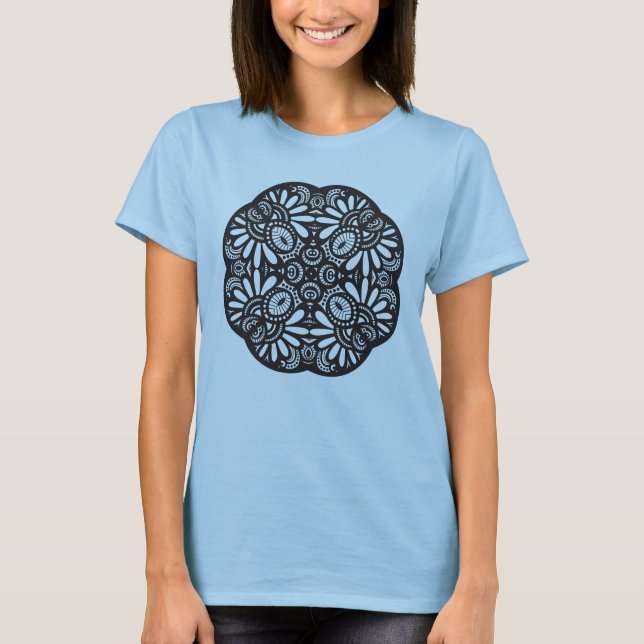 T-shirt Joli Carré noir Déco Doodle (Devant)