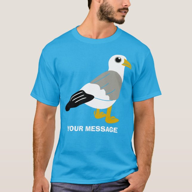 T-shirt Joli Cartoon Seagull Graphic Message personnalisé (Devant)