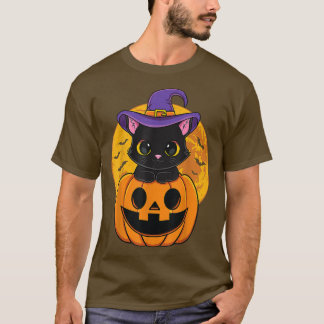 T-shirt Joli Casquette Halloween Chat Noir Sorcière Citrou