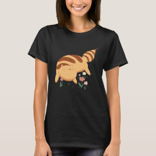 T-shirt Joli Chat Abeille Rayé Jaune Avec Des Fleurs