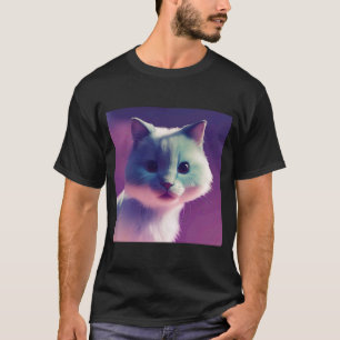 T-shirt Joli Chat Adorable Fluffy Pelucheux Blanc comme Ne