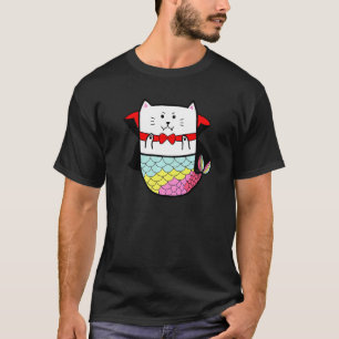 T-shirt Joli Chat Arc-en-Ciel Sirène Halloween Vampire Dra