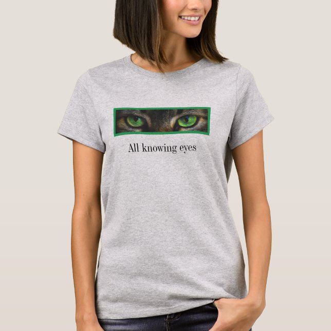 T-shirt Joli chat aux yeux verts omniscient (Devant)