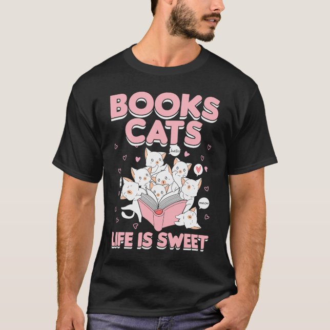 T-shirt Joli chat bibliophile hêtre la vie est douce (Devant)