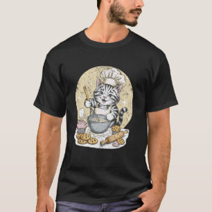 T-shirt Joli Chat Boulanger Fouettant Pâte Chapeau de Cuis