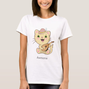 T-shirt Joli Chat Caramel Rouquin Musical Tigré