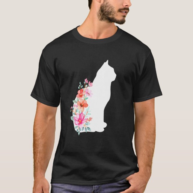 T-shirt Joli Chat Chaton Minou Chat Avec Fleur Femmes Chat (Devant)