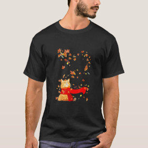 T-shirt Joli Chat Chaton Minou Feuilles D'automne Saison A