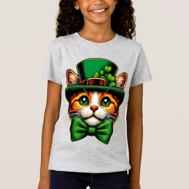 T-Shirt Joli chat/chaton Saint Patrick's Day  (Devant)
