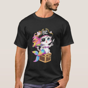 T-shirt Joli Chat Chaton Sirène Pirate Fête d'Halloween En