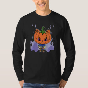 T-shirt Joli Chat Citrouille Et Félin Pizza Horreur Pour H