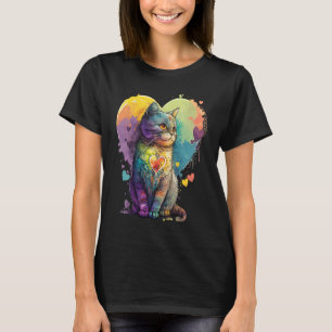 T-shirt Joli Chat Coloré pour Femmes Filles Hommes Garçons