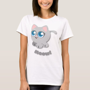 T-shirt Joli chat de dessin animé gris