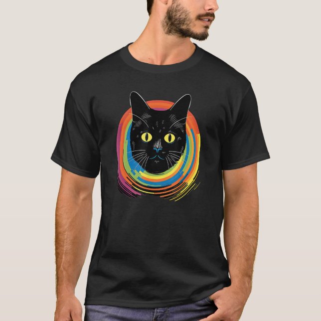 T-shirt joli Chat devant les chats Arc-en-ciel  propriétai (Devant)