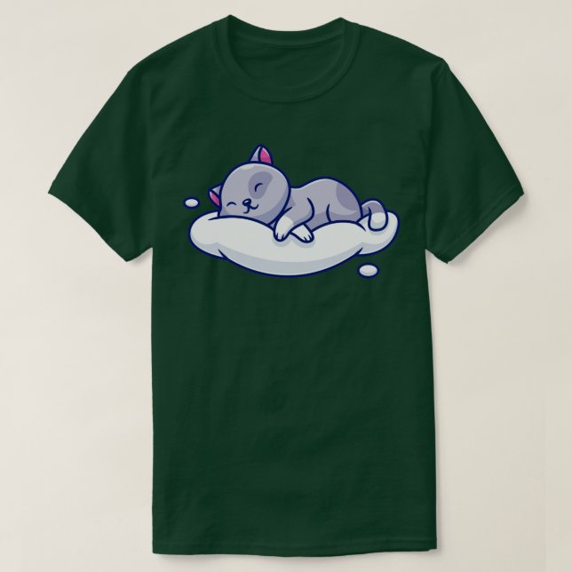 T-shirt Joli Chat Endormi Sur Le Nuage (Design devant)