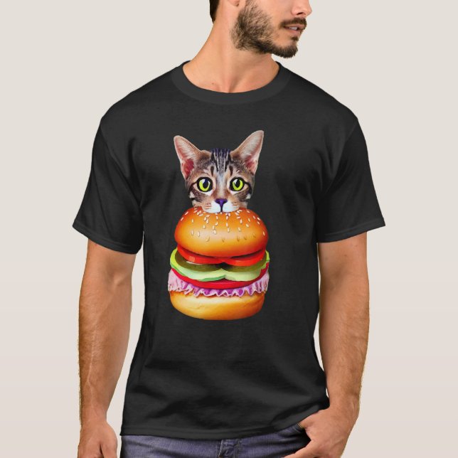 T-shirt Joli chat hamburger   Chatburger BurgerCat     Idé (Devant)