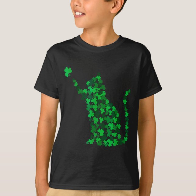T-shirt Joli chat jour de la Saint-Patrick trèfle chat cha (Devant)