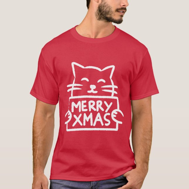 T-shirt Joli Chat Joyeux Noël (Devant)