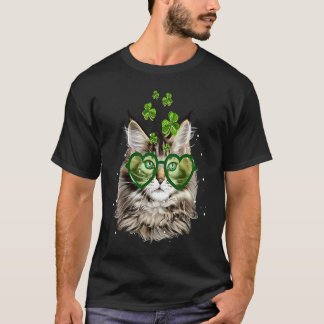 T-shirt Joli chat Maine Coon décoration de la Saint-Patric