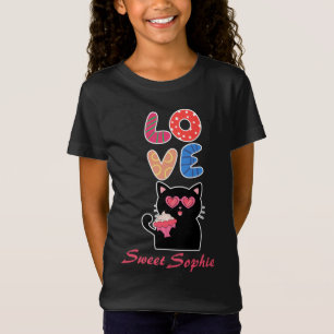 T-Shirt Joli chat noir avec des lunettes de soleil en form