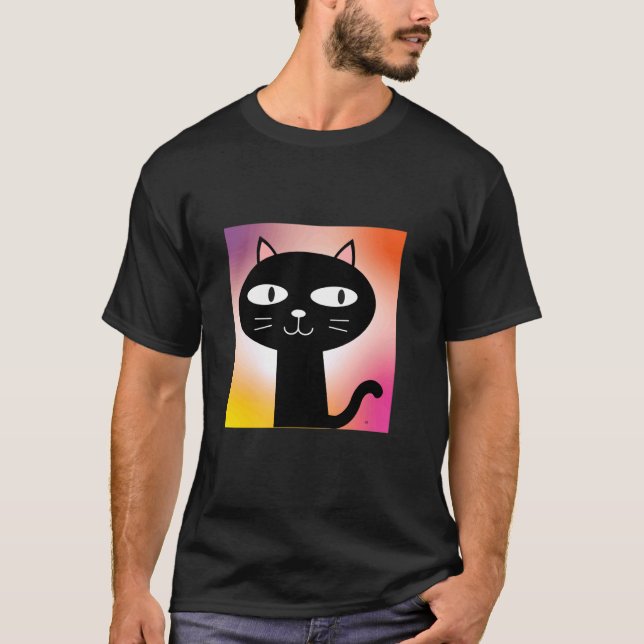 T-shirt Joli Chat Noir et Grands Yeux (Devant)