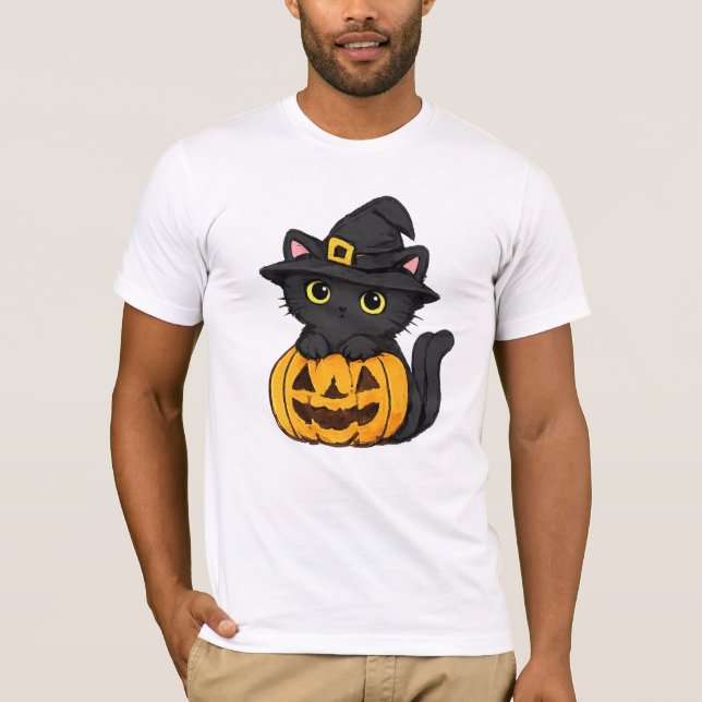 T-shirt Joli chat noir Halloween (Devant)