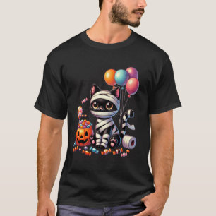 T-shirt Joli chat noir Halloween Citrouille Friandise ou F