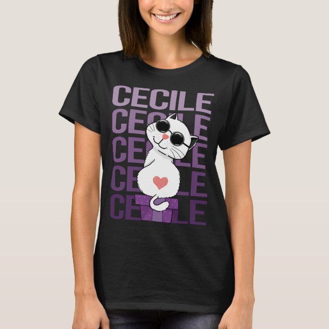 T-shirt Joli Chat - Nom Cécile (Devant)