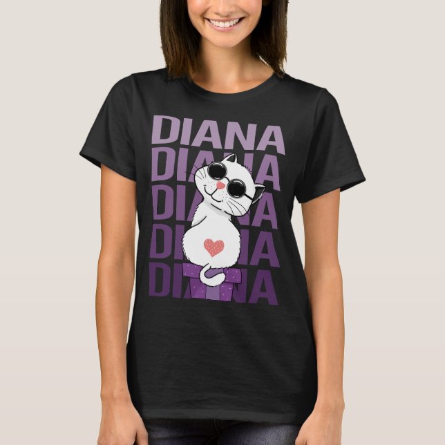T-shirt Joli Chat - Nom Diana (Devant)