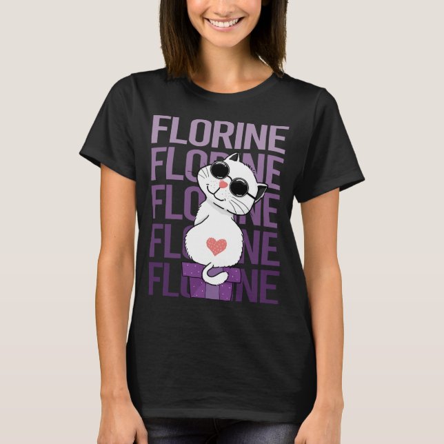 T-shirt Joli Chat - Nom Florine (Devant)