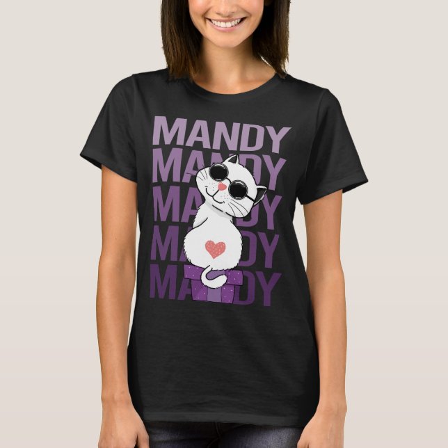 T-shirt Joli Chat - Nom Mandy (Devant)