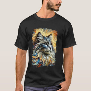 T-shirt Joli Chat Norvégien Illustration Colorée
