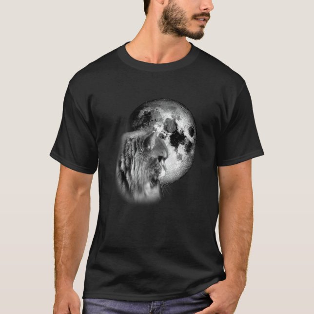 T-shirt joli chat persan avec chat de lune (Devant)