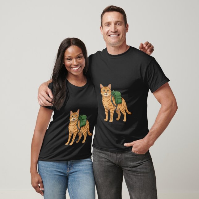 T-shirt Joli chat roux tabby avec sac à dos (Unisexe)