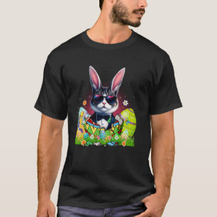 T-shirt Joli chat smoking & oreilles de lapin dans l'œuf d