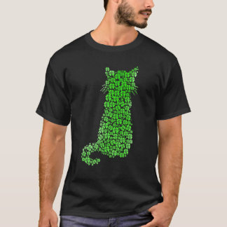 T-shirt Joli Chat St Patrick Jour Trèfle Chat Chanceux Mam
