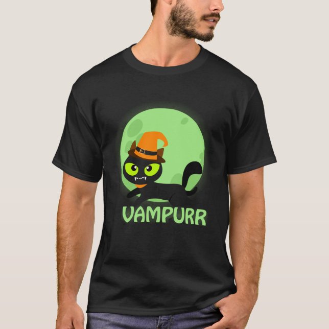 T-shirt Joli Chat Vampire Halloween Vampurr (Devant)