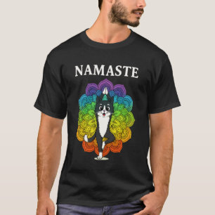 T-shirt Joli Chat Zen Namaste Dessin Mandala Coloré Yoga
