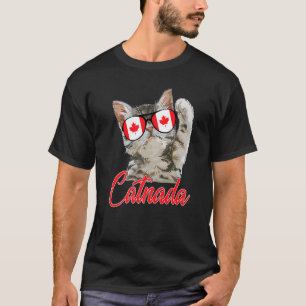 T-shirt Joli Chatnada Canada Chat Feuille d'érable Drapeau
