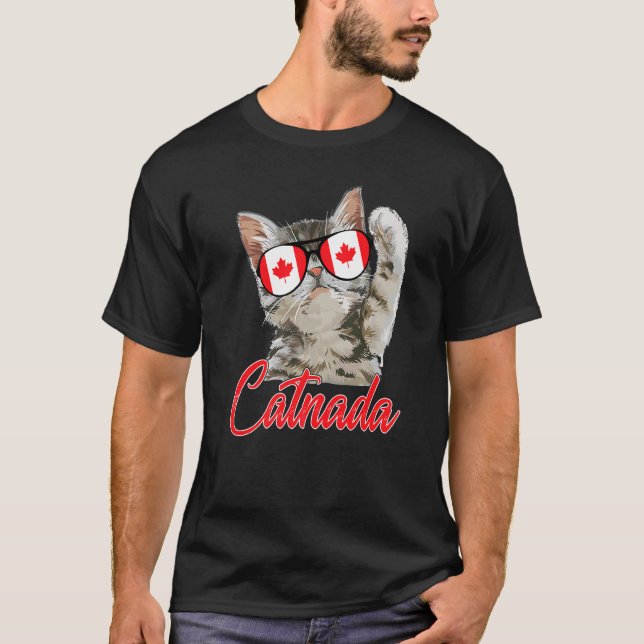 T-shirt Joli Chatnada Canada Chat Feuille d'érable Drapeau (Devant)