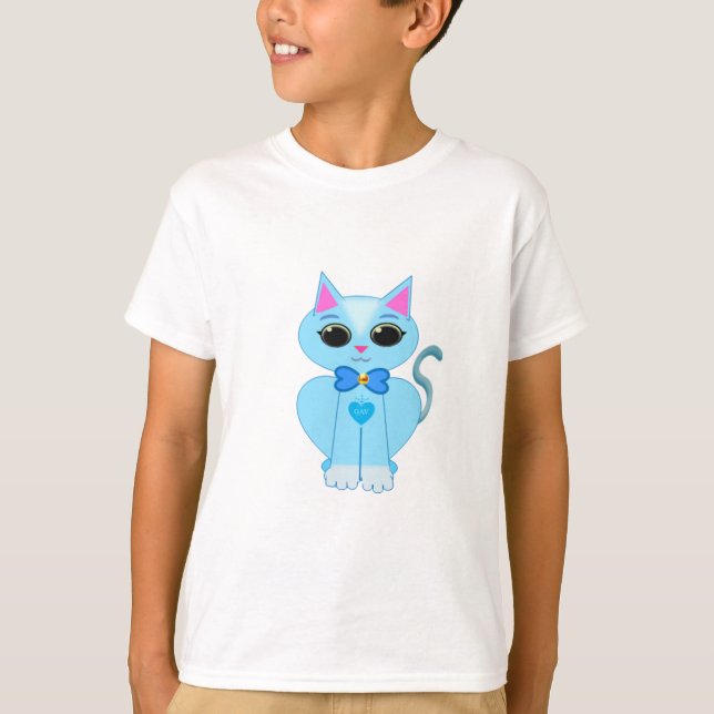 T-shirt Joli chaton bleu clair élégant (Devant)