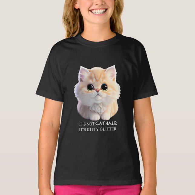 T-shirt Joli chaton orange et blanc duveteux (Devant)