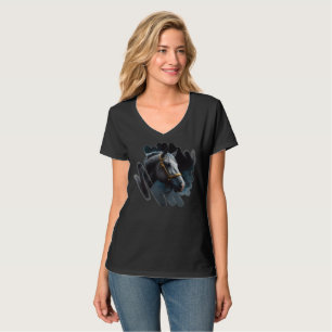 T-shirt Joli cheval bleu dans la fumée & brouillard brouil